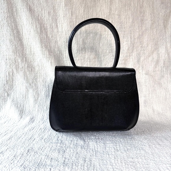 Vintage Ferragamo Black Embossed Snakeskin Top Handle/Crossbody Bag - Picture 3 of 8